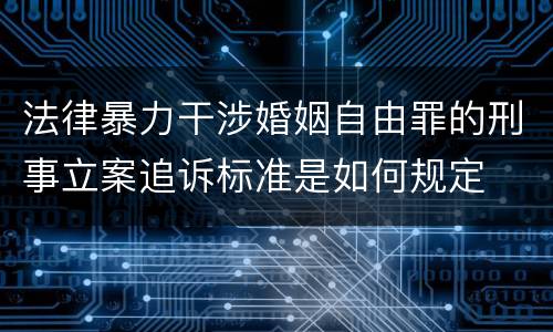 法律暴力干涉婚姻自由罪的刑事立案追诉标准是如何规定
