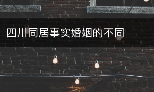 四川同居事实婚姻的不同