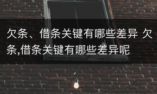 欠条、借条关键有哪些差异 欠条,借条关键有哪些差异呢