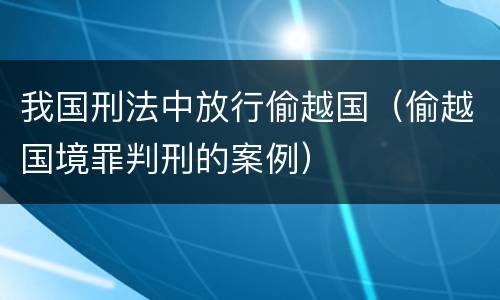 我国刑法中放行偷越国（偷越国境罪判刑的案例）