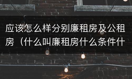 应该怎么样分别廉租房及公租房（什么叫廉租房什么条件什么叫公租房）