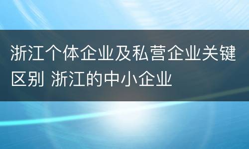 浙江个体企业及私营企业关键区别 浙江的中小企业