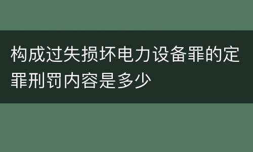 构成过失损坏电力设备罪的定罪刑罚内容是多少