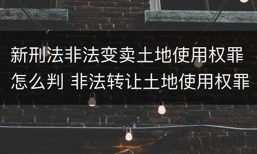 新刑法非法变卖土地使用权罪怎么判 非法转让土地使用权罪量刑
