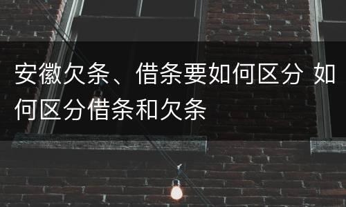 安徽欠条、借条要如何区分 如何区分借条和欠条