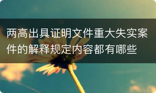 两高出具证明文件重大失实案件的解释规定内容都有哪些