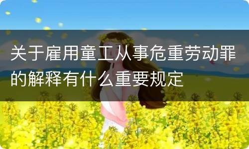 关于雇用童工从事危重劳动罪的解释有什么重要规定