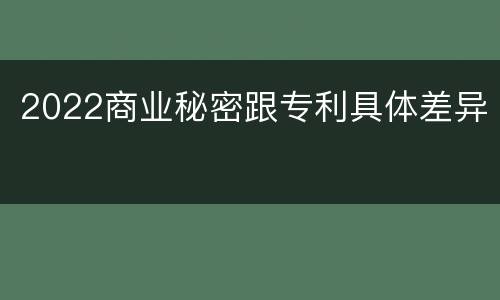2022商业秘密跟专利具体差异
