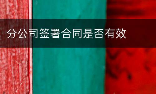 分公司签署合同是否有效