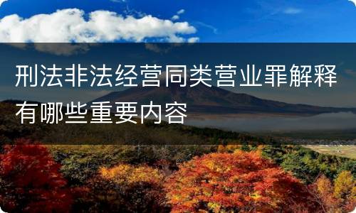 刑法非法经营同类营业罪解释有哪些重要内容