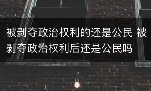 被剥夺政治权利的还是公民 被剥夺政治权利后还是公民吗