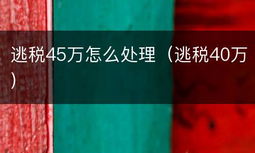 逃税45万怎么处理（逃税40万）