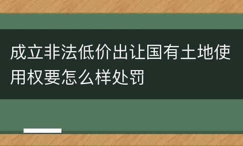 成立非法低价出让国有土地使用权要怎么样处罚