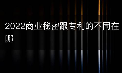 2022商业秘密跟专利的不同在哪