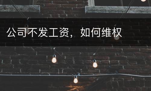 公司不发工资，如何维权