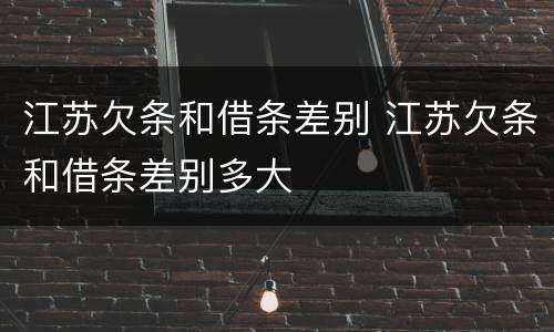江苏欠条和借条差别 江苏欠条和借条差别多大