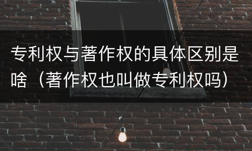 专利权与著作权的具体区别是啥（著作权也叫做专利权吗）