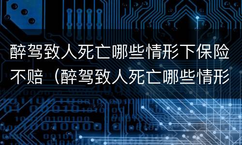 醉驾致人死亡哪些情形下保险不赔（醉驾致人死亡哪些情形下保险不赔付）
