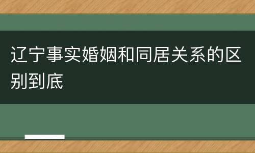 辽宁事实婚姻和同居关系的区别到底