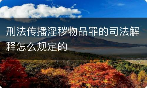 刑法传播淫秽物品罪的司法解释怎么规定的