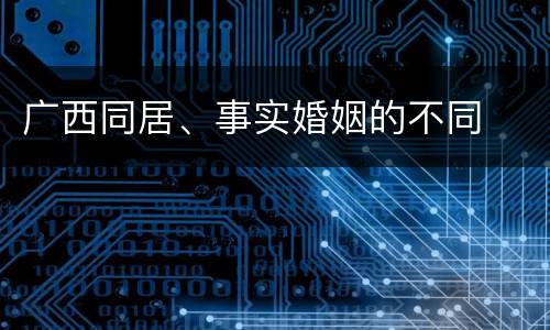 广西同居、事实婚姻的不同