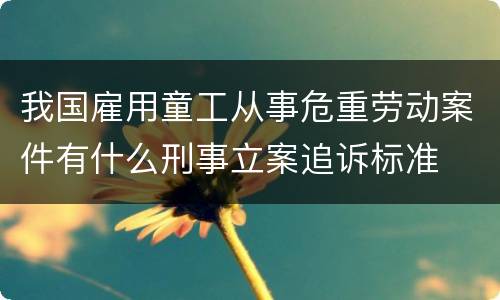我国雇用童工从事危重劳动案件有什么刑事立案追诉标准