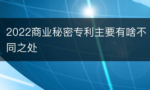 2022商业秘密专利主要有啥不同之处