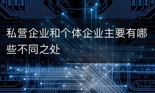 私营企业和个体企业主要有哪些不同之处