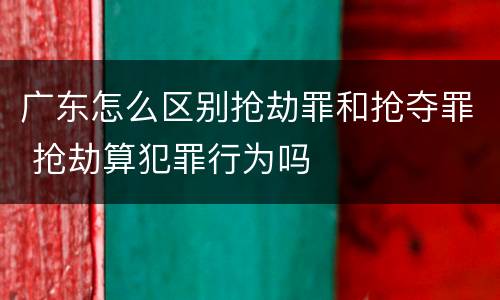 广东怎么区别抢劫罪和抢夺罪 抢劫算犯罪行为吗