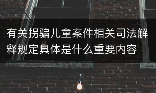 有关拐骗儿童案件相关司法解释规定具体是什么重要内容