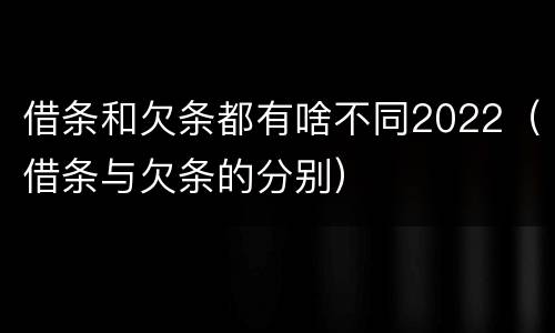 借条和欠条都有啥不同2022（借条与欠条的分别）