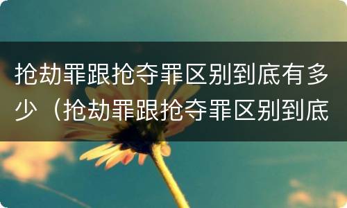 抢劫罪跟抢夺罪区别到底有多少（抢劫罪跟抢夺罪区别到底有多少条）