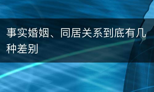 事实婚姻、同居关系到底有几种差别