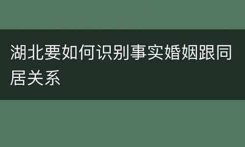 湖北要如何识别事实婚姻跟同居关系
