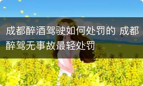 成都醉酒驾驶如何处罚的 成都醉驾无事故最轻处罚