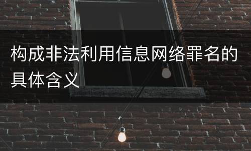 构成非法利用信息网络罪名的具体含义