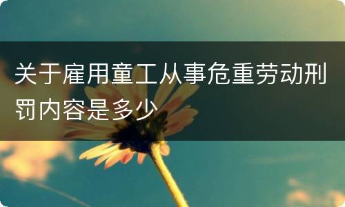 关于雇用童工从事危重劳动刑罚内容是多少