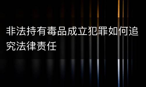 非法持有毒品成立犯罪如何追究法律责任