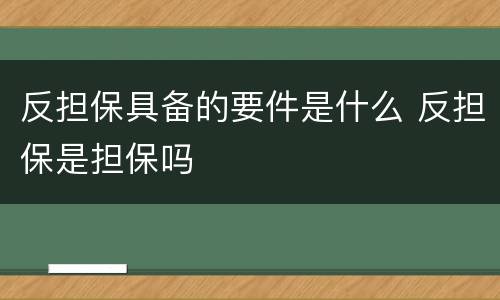 反担保具备的要件是什么 反担保是担保吗