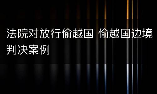 法院对放行偷越国 偷越国边境判决案例