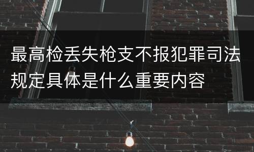 最高检丢失枪支不报犯罪司法规定具体是什么重要内容