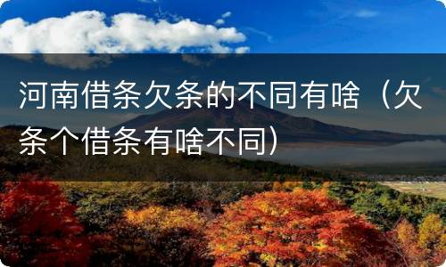 河南借条欠条的不同有啥（欠条个借条有啥不同）