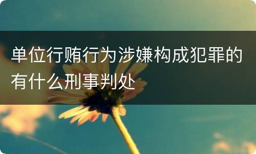 单位行贿行为涉嫌构成犯罪的有什么刑事判处