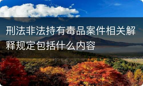 刑法非法持有毒品案件相关解释规定包括什么内容