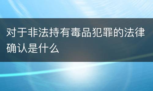 对于非法持有毒品犯罪的法律确认是什么