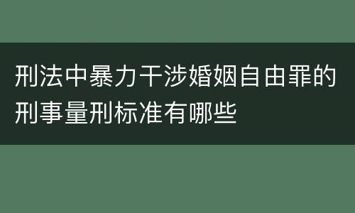 刑法中暴力干涉婚姻自由罪的刑事量刑标准有哪些