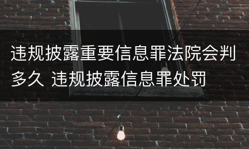 违规披露重要信息罪法院会判多久 违规披露信息罪处罚