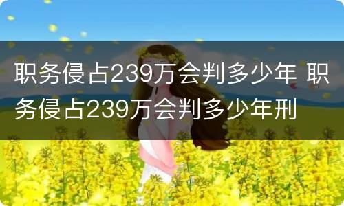 职务侵占239万会判多少年 职务侵占239万会判多少年刑