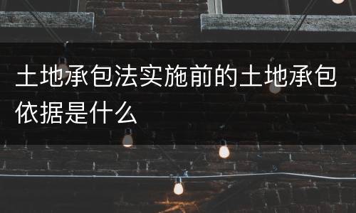 土地承包法实施前的土地承包依据是什么