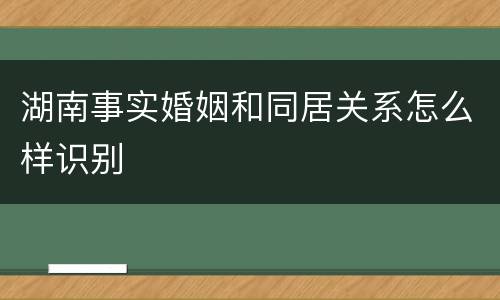 湖南事实婚姻和同居关系怎么样识别